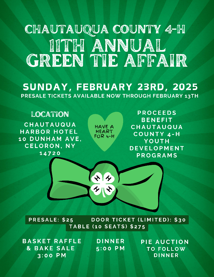 Support Chautauqua County 4-H at the 11th Annual Green Tie Affair Fundraiser!