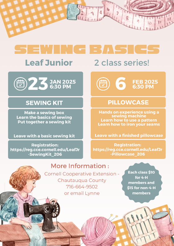 Unlock the Art of Sewing: Chautauqua County 4-H Launches Two-Part Sewing Series for Youth