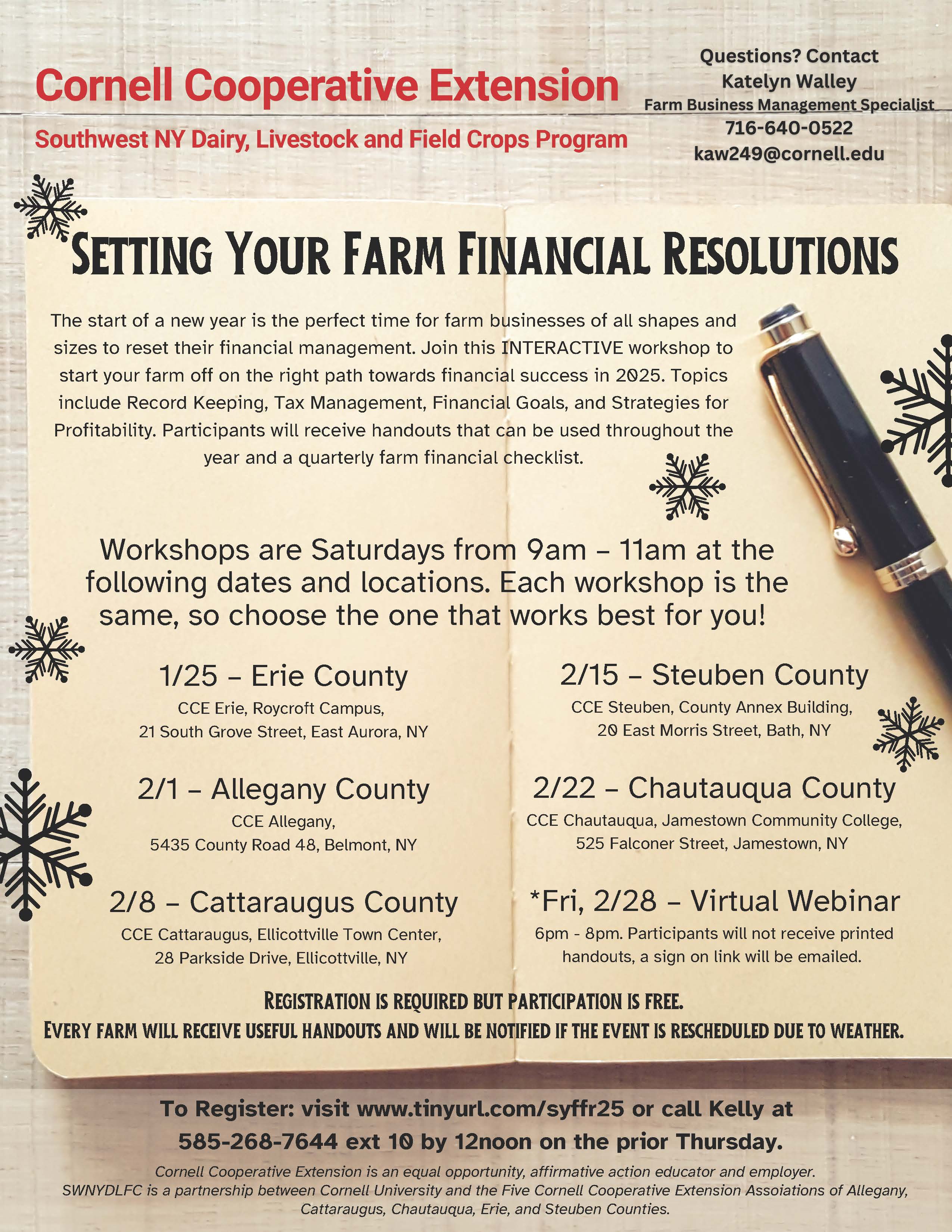 Kickstart Your Farm’s Financial Success: Free Workshops for 2025