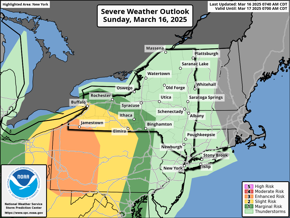 Severe Thunderstorms Expected in Southern Chautauqua, Southwestern Cattaraugus Counties