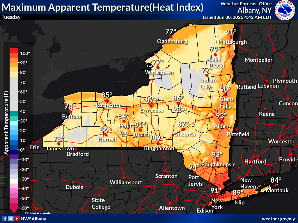 High Heat Alert Issued for Upstate New York Counties