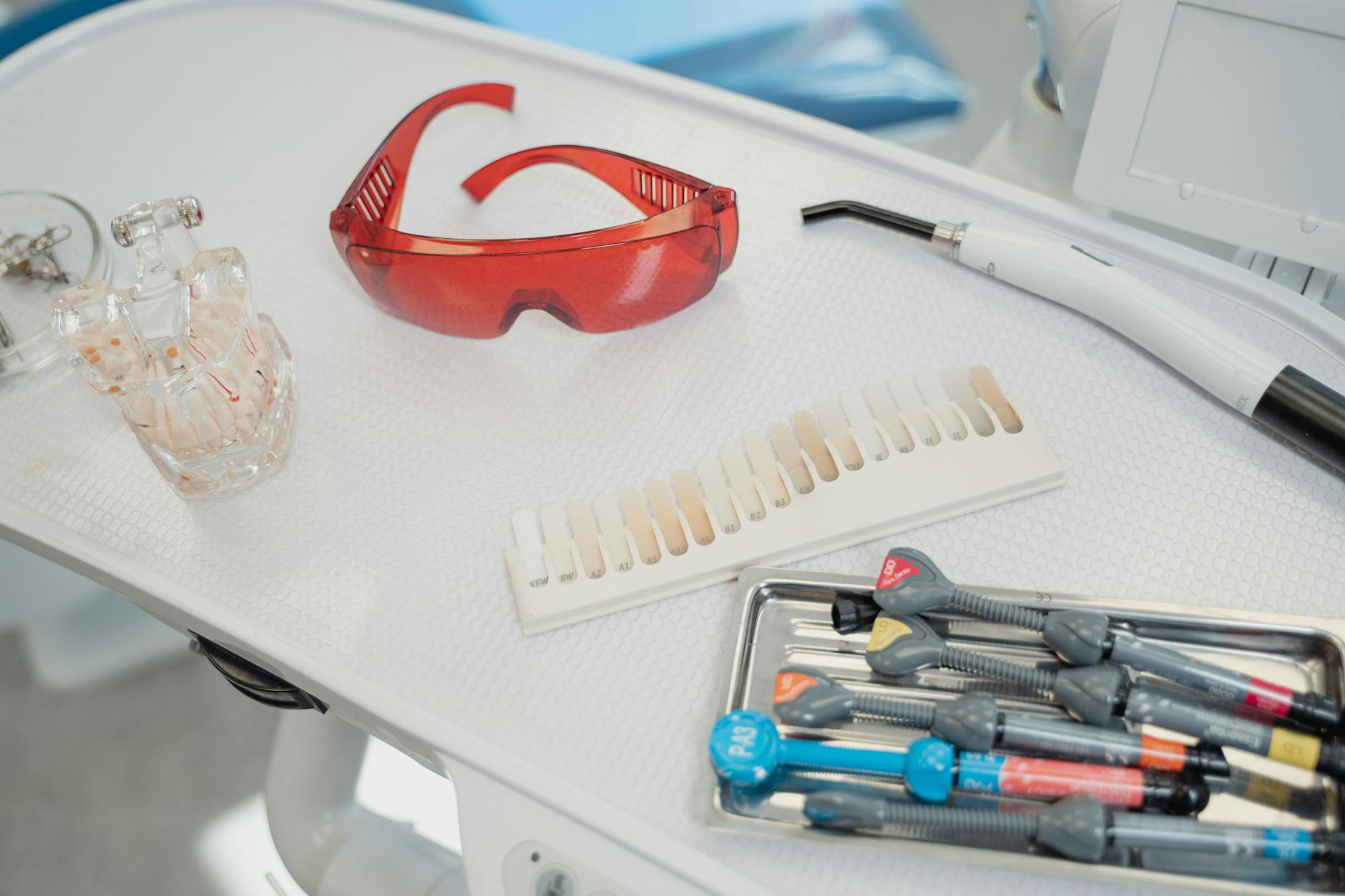 dental tools on a white surface
