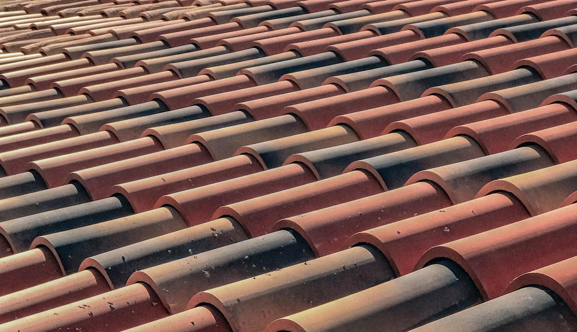 brown roof tiles in close up photography